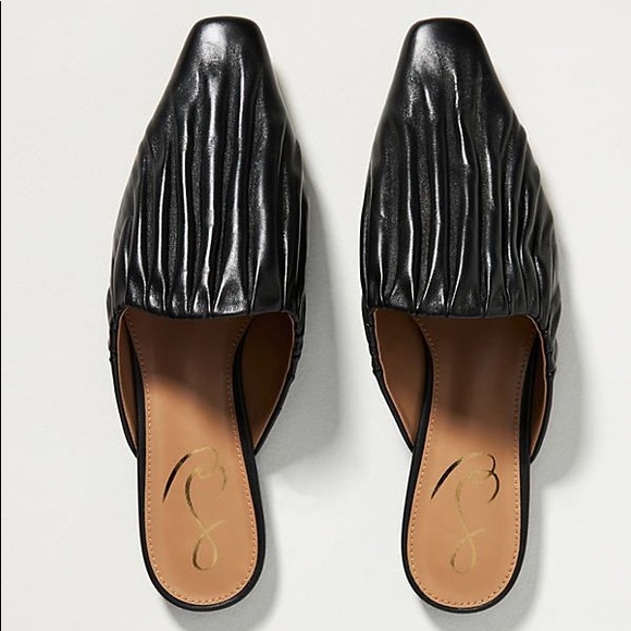 Sam Edelman Shoes - Sam Edelman Black Leather Ruched Mule Slides